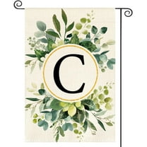 Monogram Letter C Floral Garden Flag 12x18 Inch Double Sided Outside, Family Last Name Initial Yard Outdoor Decoration