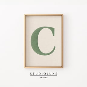 Monogram Letter C Minimalist Neutral Typographic Sage Green Classic Farmhouse Modern 655 Poster Unframed Paper Print