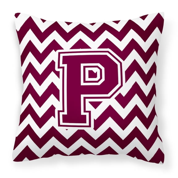 Monogram Letter Chevron Fabric Decorative Pillow