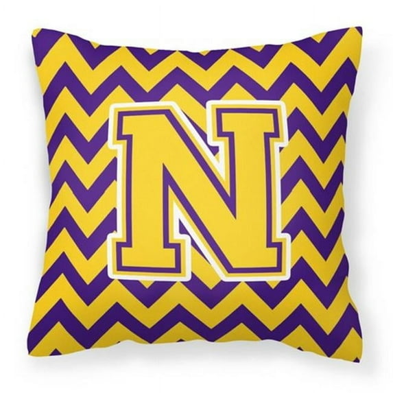 Monogram Letter Chevron Fabric Decorative Pillow