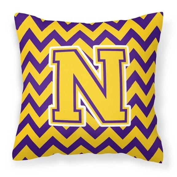 Monogram Letter Chevron Fabric Decorative Pillow