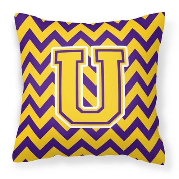 Monogram Letter Chevron Fabric Decorative Pillow
