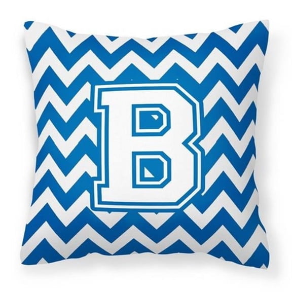 Caroline's Treasures CJ1045-BPW1414 Letter B Chevron Blue and White Fabric Decorative Pillow, 14" H x 14" W, Multicolor