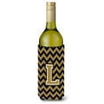 thumbnail image 1 of Letter L Chevron Black and Gold  Wine Bottle Hugger, 1 of 1
