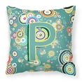 thumbnail image 1 of Monogram Letter Circle Circle Alphabet Fabric Decorative Pillow, 1 of 4
