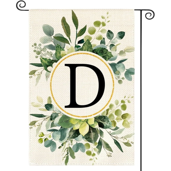 Monogram Letter D Floral Garden Flag 12x18 Inch Double Sided Outside, Family Last Name Initial Yard Outdoor Decoration