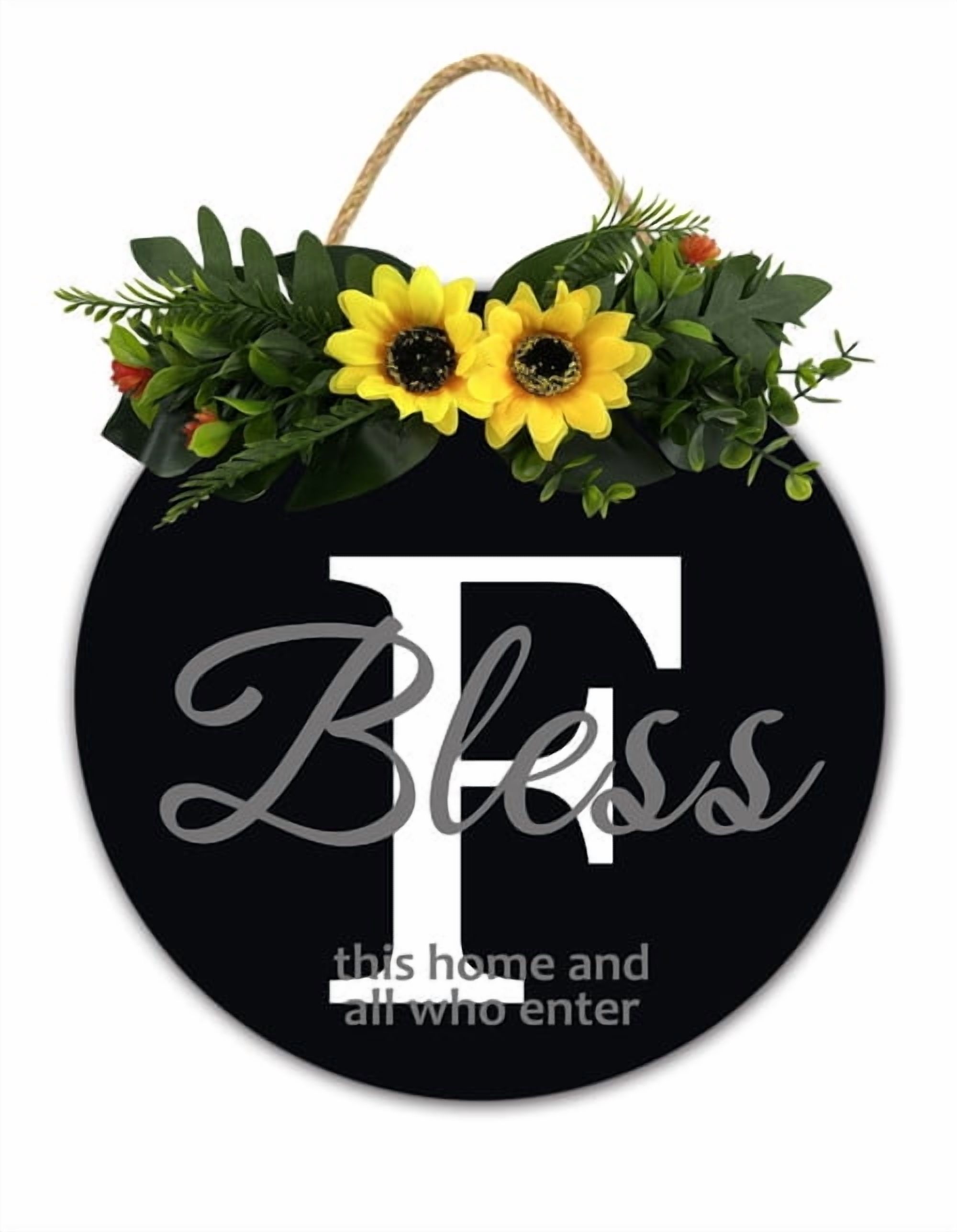 Monogram Letter F Last Name Front Door Welcome Wreath, 26 Letter ...
