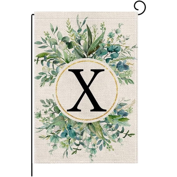 Monogram Letter Floral Garden Flag 12x18 Inch Double Sided For Outside Small Burlap Family Last Name Initial Outdoor Yard Flag