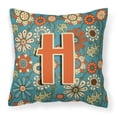 thumbnail image 1 of Monogram Letter Flowers Fabric Decorative Pillow, 1 of 4