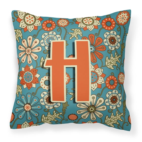 Monogram Letter Flowers Fabric Decorative Pillow