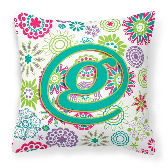 Monogram Letter Flowers Fabric Decorative Pillow