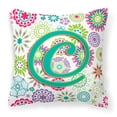 thumbnail image 1 of Monogram Letter Flowers Fabric Decorative Pillow, 1 of 4