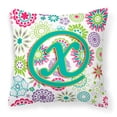 thumbnail image 1 of Monogram Letter Flowers Fabric Decorative Pillow, 1 of 4