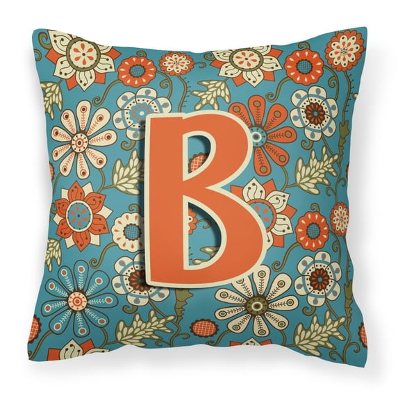 Monogram Letter Flowers Fabric Decorative Pillow