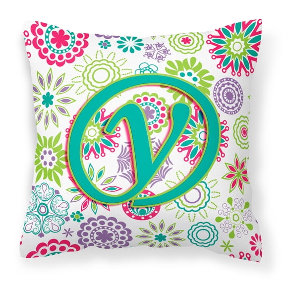 Monogram Letter Flowers Fabric Decorative Pillow