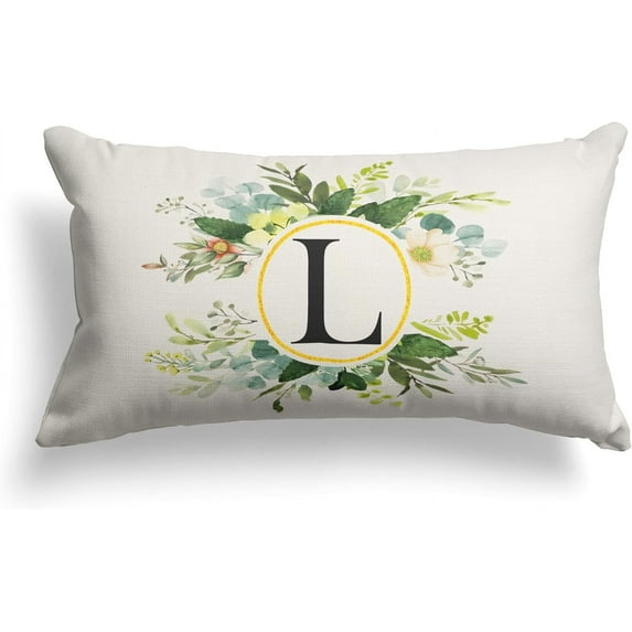 Monogram Letter H Throw Pillow Covers Floral 18x18 Inch, Greenery Spring Pillows Decorative Throw Pillows Pillowcase Summer Farmhouse Decor for Couch Sofa, Family Last Name Initial Pillow Case