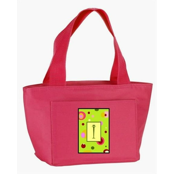 Monogram Letter I - Lime Green Zippered Insulated School Washable and Stylish Lunch Bag Cooler
