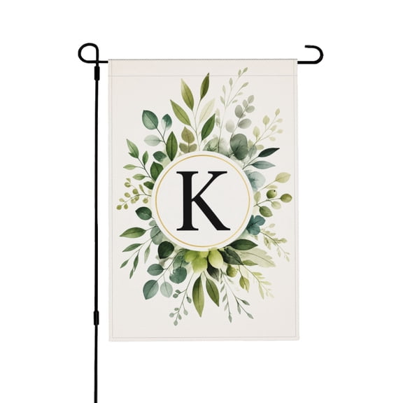 Monogram Letter K Floral Garden Flag For Yard Outdoor Decoration Family Last Name 12x18 in