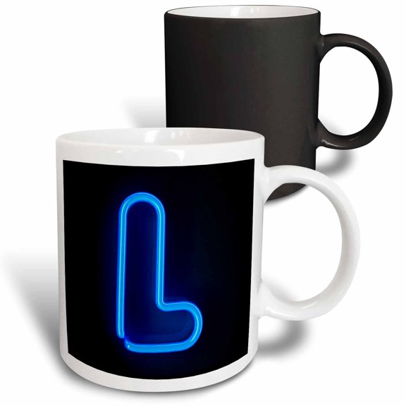 3drose, Monogram Letter L Abstract Neon Blue Lit Shining Illuminated, 11oz Magic Transforming Mug