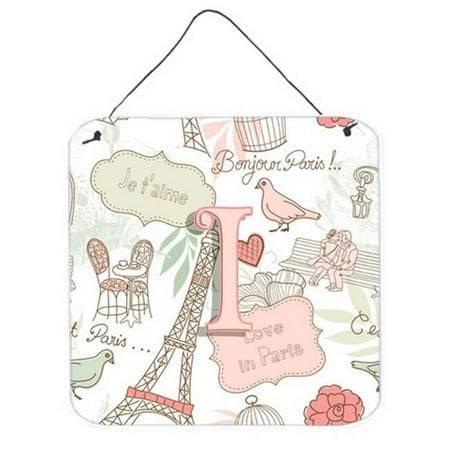 Monogram Letter Love in Paris Pink Wall or Door Hanging Prints