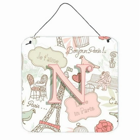 Caroline's Treasures CJ2002-NDS66 Letter N Love in Paris Pink Wall or Door Hanging Prints, 6HX6W, multicolor