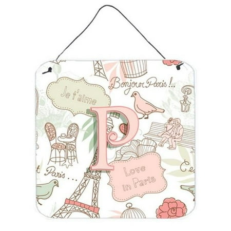Monogram Letter Love in Paris Pink Wall or Door Hanging Prints