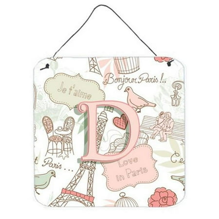 Carolines Treasures CJ2002-DDS66 Letter D Love In Paris Pink Wall and Door Hanging Prints