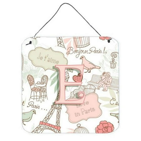 Carolines Treasures CJ2002-EDS66 Letter E Love In Paris Pink Wall and Door Hanging Prints