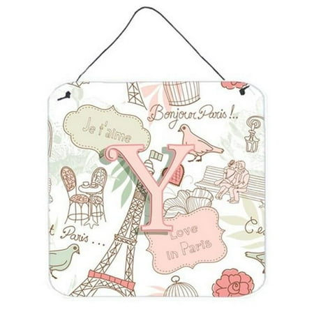 Monogram Letter Love in Paris Pink Wall or Door Hanging Prints