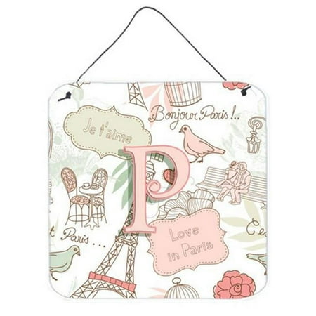 Monogram Letter Love in Paris Pink Wall or Door Hanging Prints
