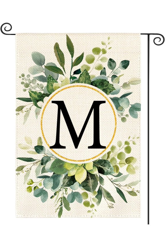 Monogram Letter M Floral Garden Flag 12x18 Inch Double Sided Outside, Family Last Name Initial Yard Outdoor Decoration