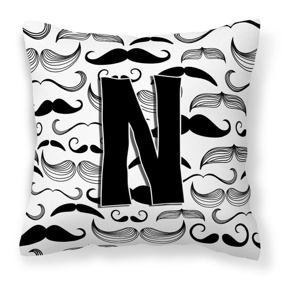 Monogram Letter Moustache Fabric Decorative Pillow