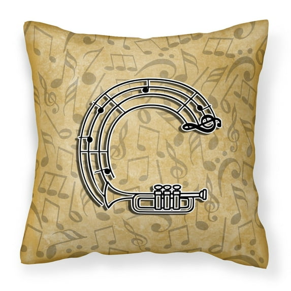 Monogram Letter Musical Instrument Alphabet Fabric Decorative Pillow