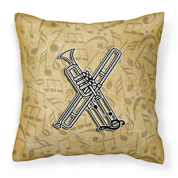 Monogram Letter Musical Instrument Alphabet Fabric Decorative Pillow