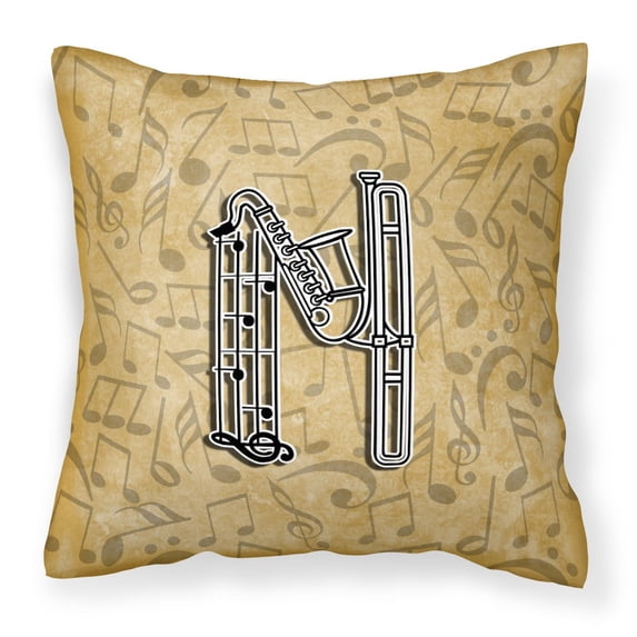 Monogram Letter Musical Instrument Alphabet Fabric Decorative Pillow