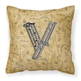 thumbnail image 1 of Monogram Letter Musical Instrument Alphabet Fabric Decorative Pillow, 1 of 4