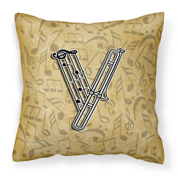 Monogram Letter Musical Instrument Alphabet Fabric Decorative Pillow
