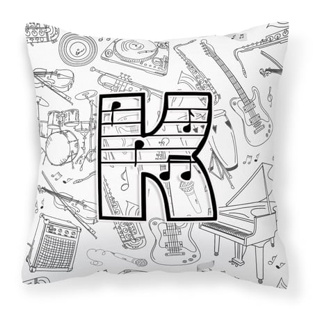 Monogram Letter Musical Note Fabric Decorative Pillow