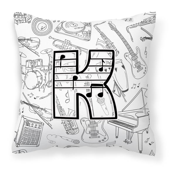Monogram Letter Musical Note Fabric Decorative Pillow