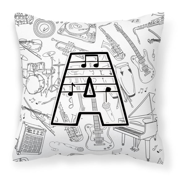 Monogram Letter Musical Note Fabric Decorative Pillow