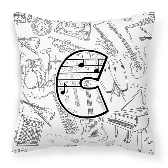 Monogram Letter Musical Note Fabric Decorative Pillow