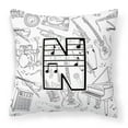 thumbnail image 1 of Monogram Letter Musical Note Fabric Decorative Pillow, 1 of 4