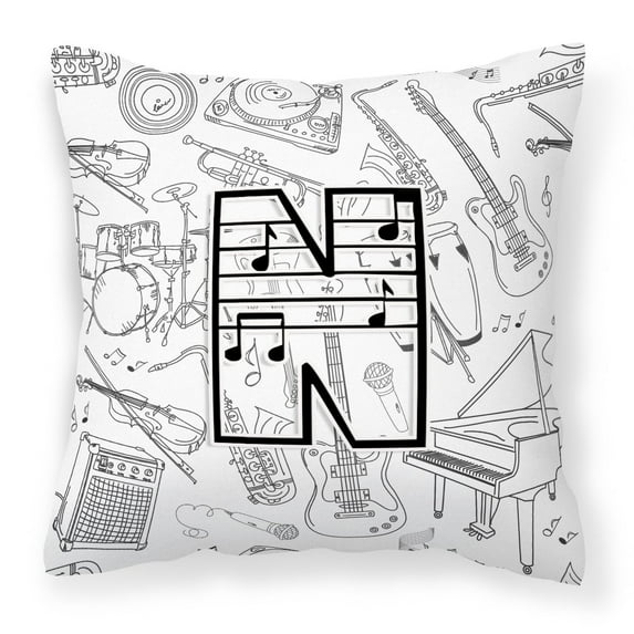 Monogram Letter Musical Note Fabric Decorative Pillow
