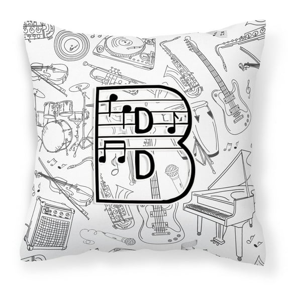 Monogram Letter Musical Note Fabric Decorative Pillow