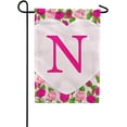 thumbnail image 1 of Monogram Letter N Garden Flag - Pink Roses, Happy Valentine's Day Pink Roses Love Heart Double Sided Flag, Seasonal Yard Outdoor Holiday Décor, 1 of 5