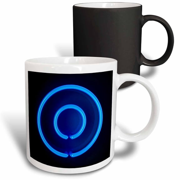 3drose, Monogram Letter O Abstract Neon Blue Lit Shining Illuminated, 11oz Magic Transforming Mug
