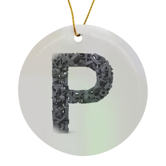 Monogram Letter P Made Out Of Many Ps, Circle Porcelain Ornament