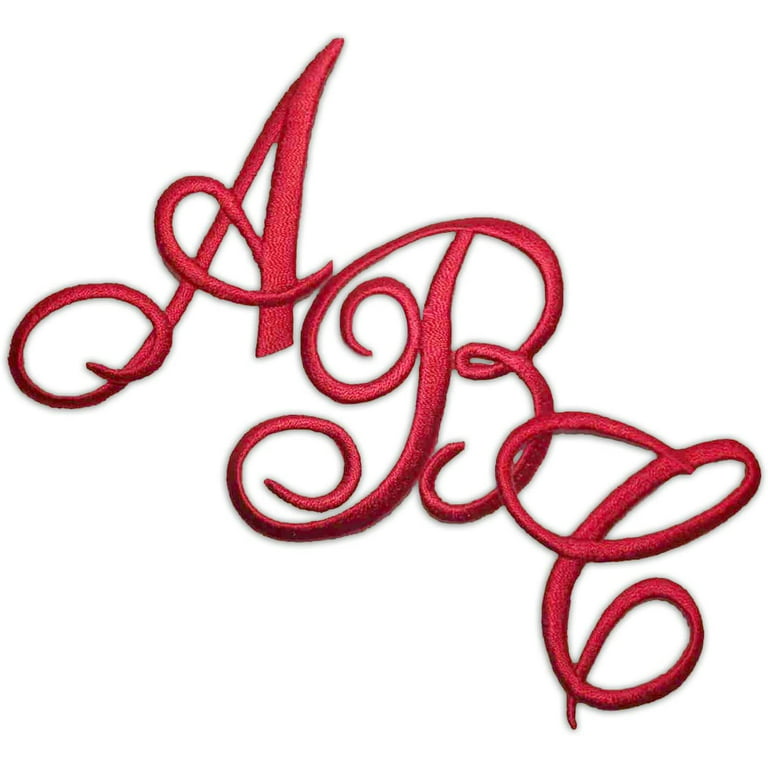 Monogram Letter Patch 26 Piece Kit, Script Iron On Appliques, Kit Includes  All 26 Cursive Letters for Clothing, Stockings, and More! (Large, White)