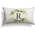 thumbnail image 1 of Monogram Letter R Throw Pillow Covers Floral 12x20 Inch, Greenery Spring Pillows Decorative Throw Pillows Pillowcase Summer Farmhouse Decor for Couch Sofa, Family Last Name Initial Pillow Case, 1 of 6