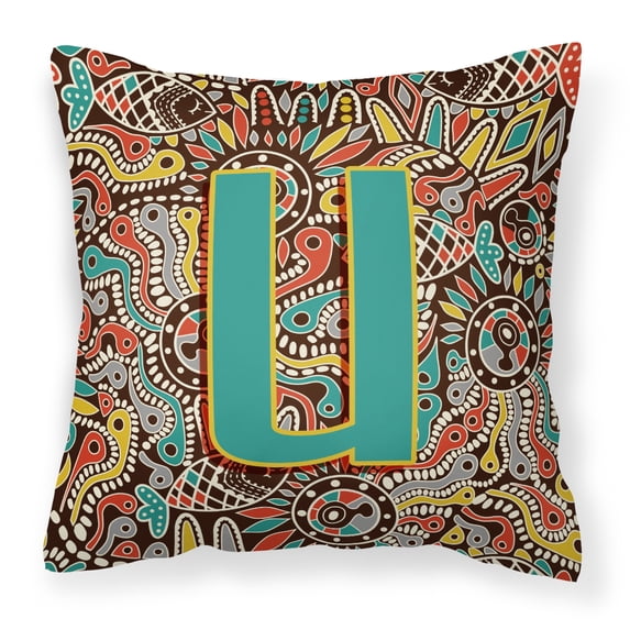 Monogram Letter Retro Tribal Alphabet Fabric Decorative Pillow